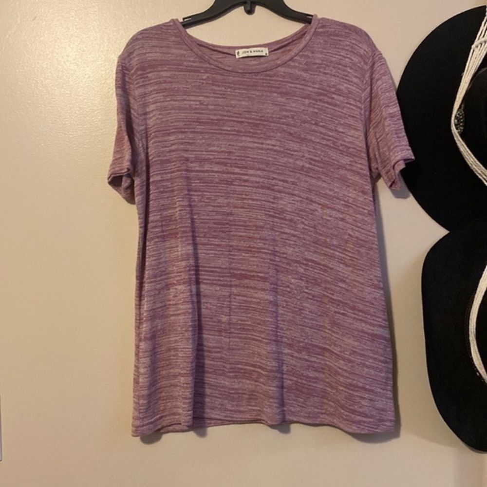 Jon &‎ Anna Purple Heathered T-Shirt with Button Back Detail 2X